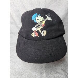 Vintage Disney Ball Cap Jiminy Cricket Environmentality Black Green Collectible